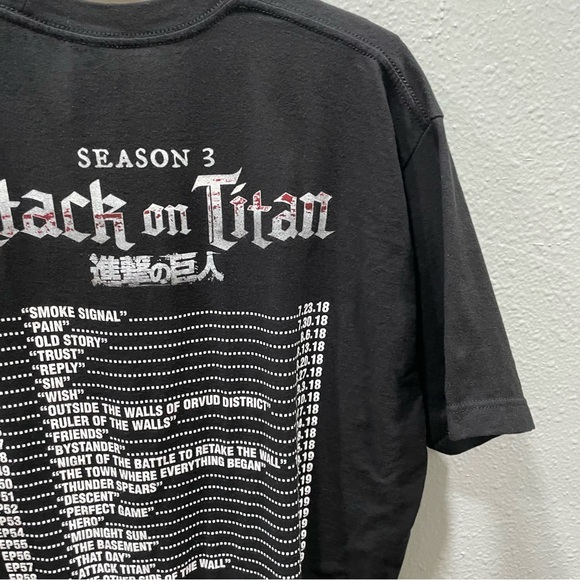 Attack On Titan Ripple Junction Season 3 Promo T-Shirt Adult Size Black Size XL - Picture 8 of 12